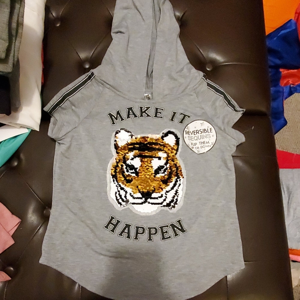 NWT Reversable Sequins Hoodie Tshirt